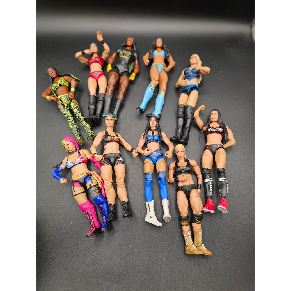 WWE Mattel Female Action Figure Lot of 9 Ronda Rousey Asuka Naomi Nikki Bella